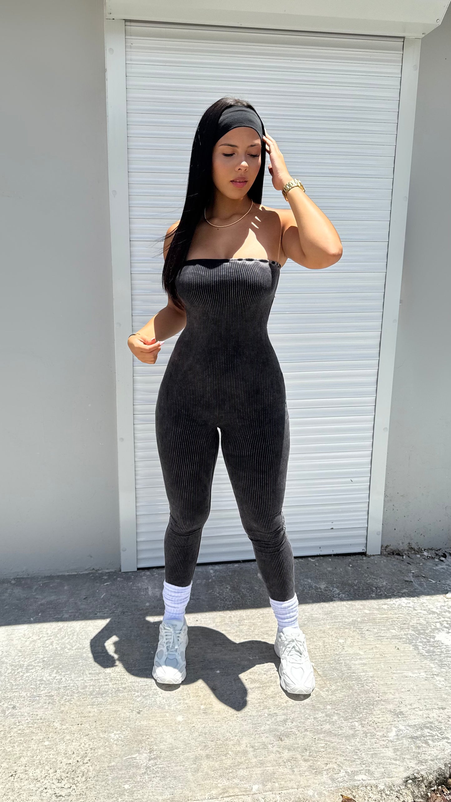 Black Washed tube jumpsuit