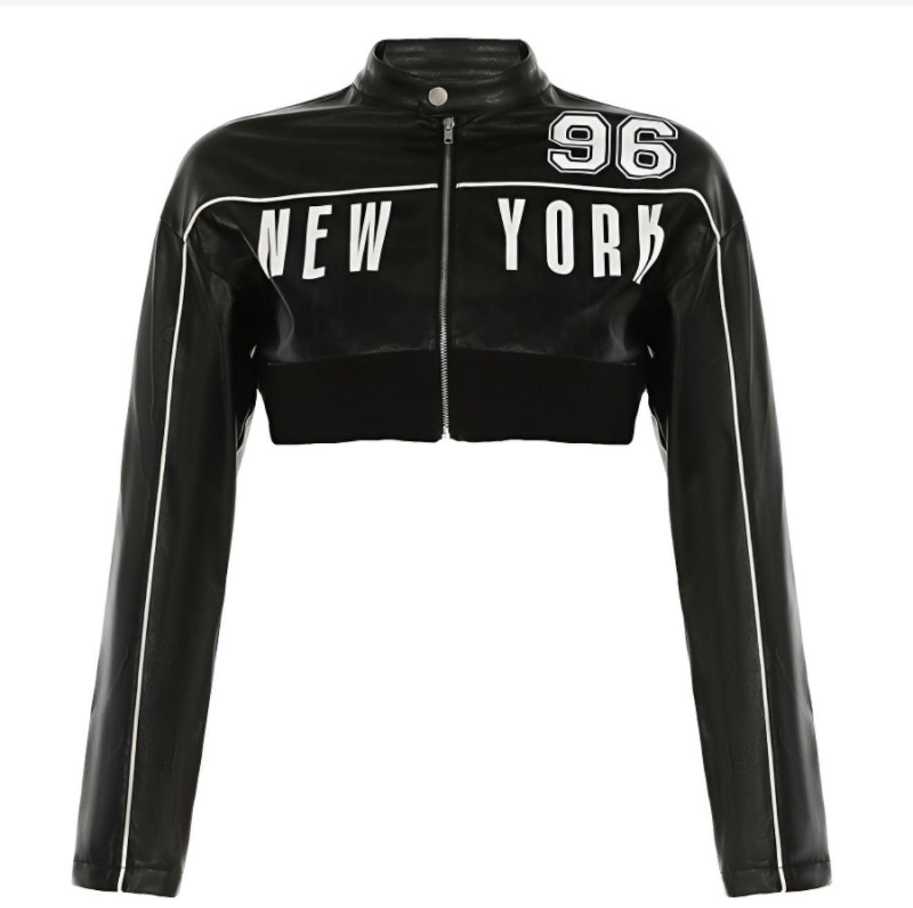 Crop top leather jacket