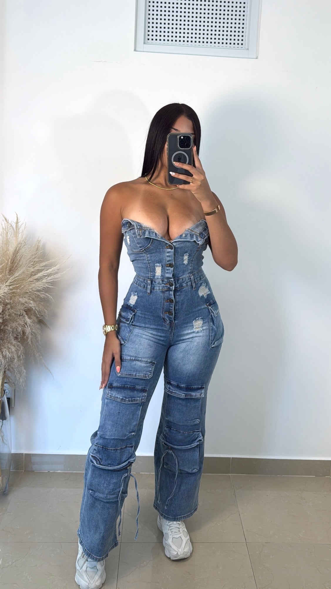 Denim blue jumpsuit