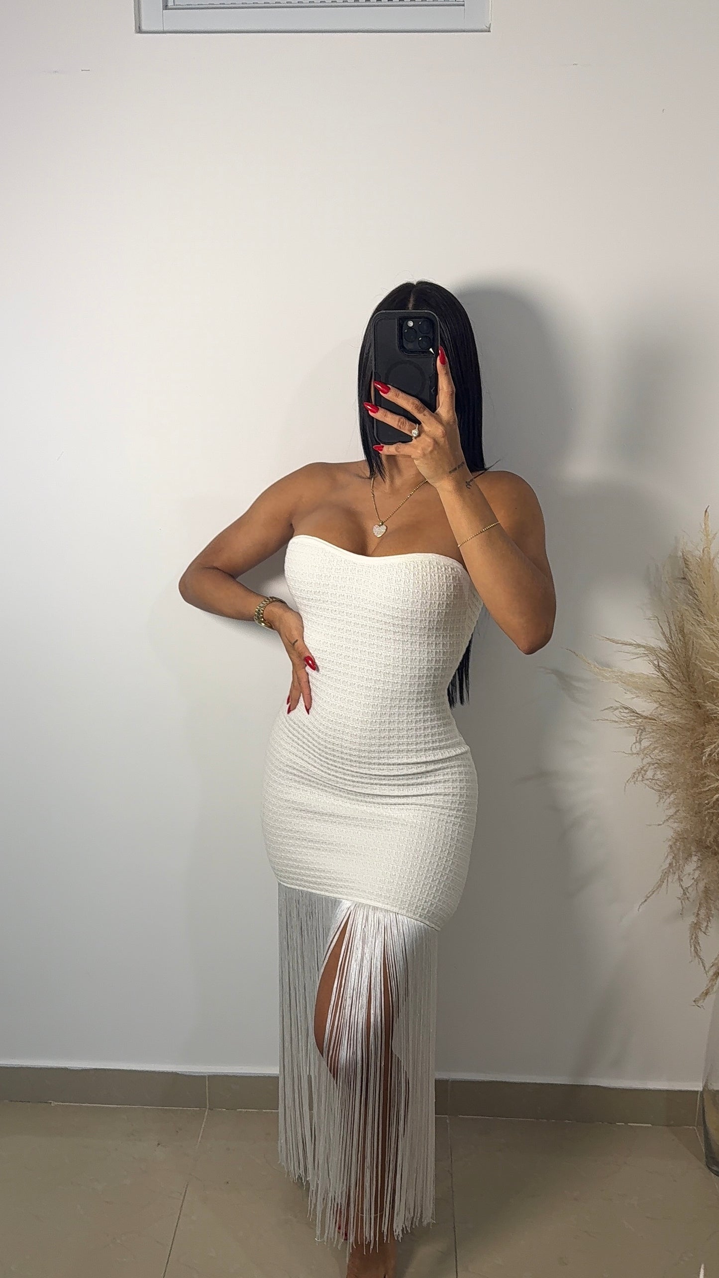 Light cream tube maxi dress