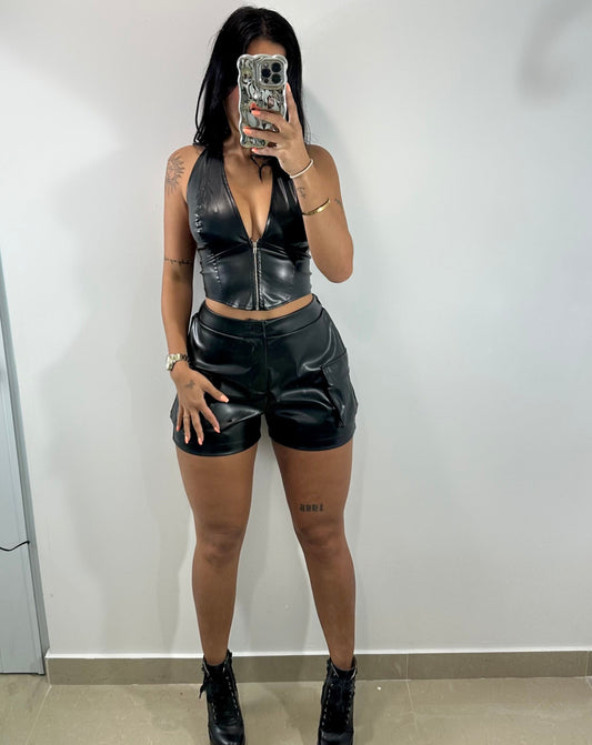 Short cargo leather set