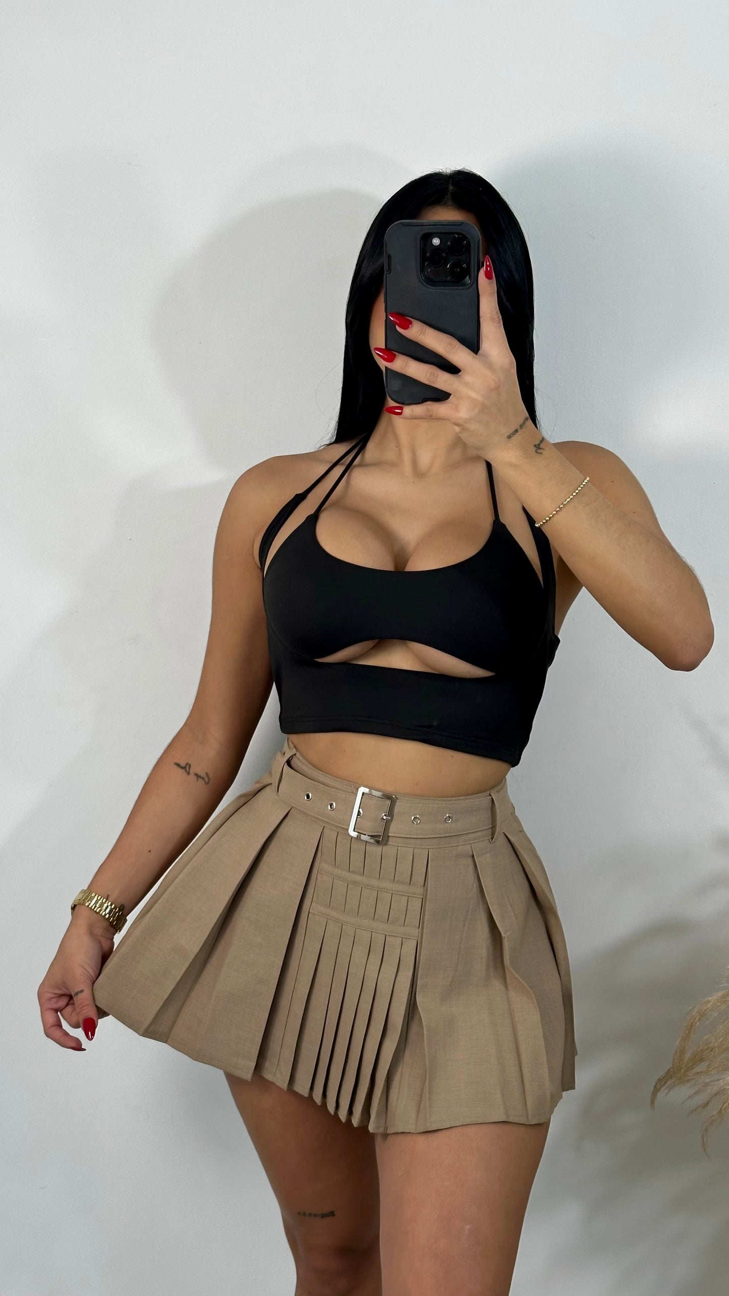 Halter black crop top