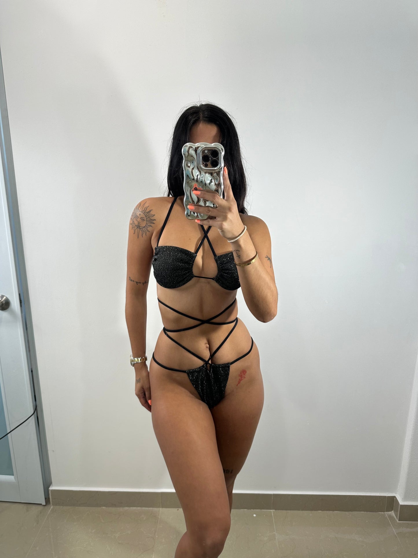 Black glitter swim