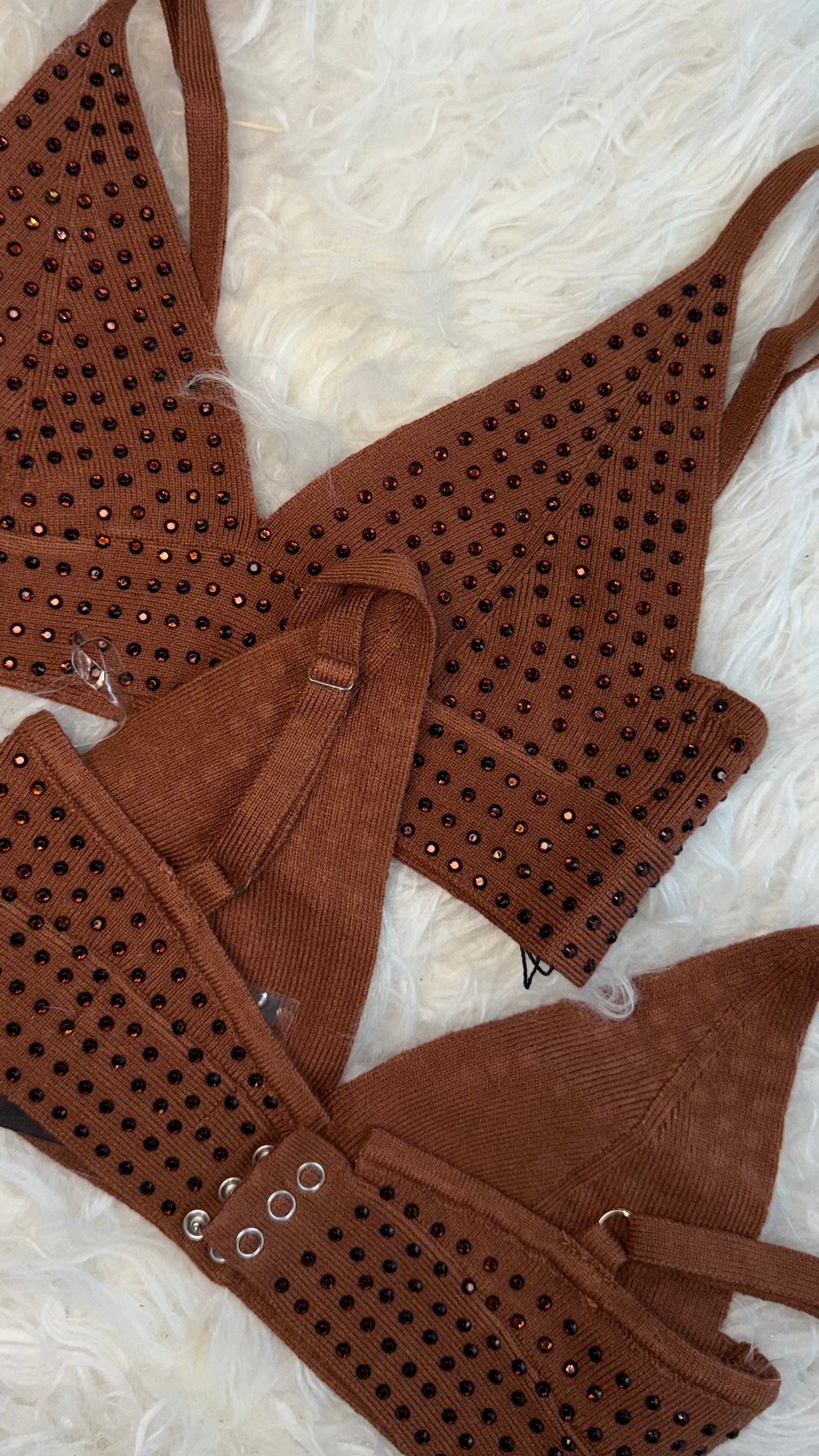 Brown rhinestone top