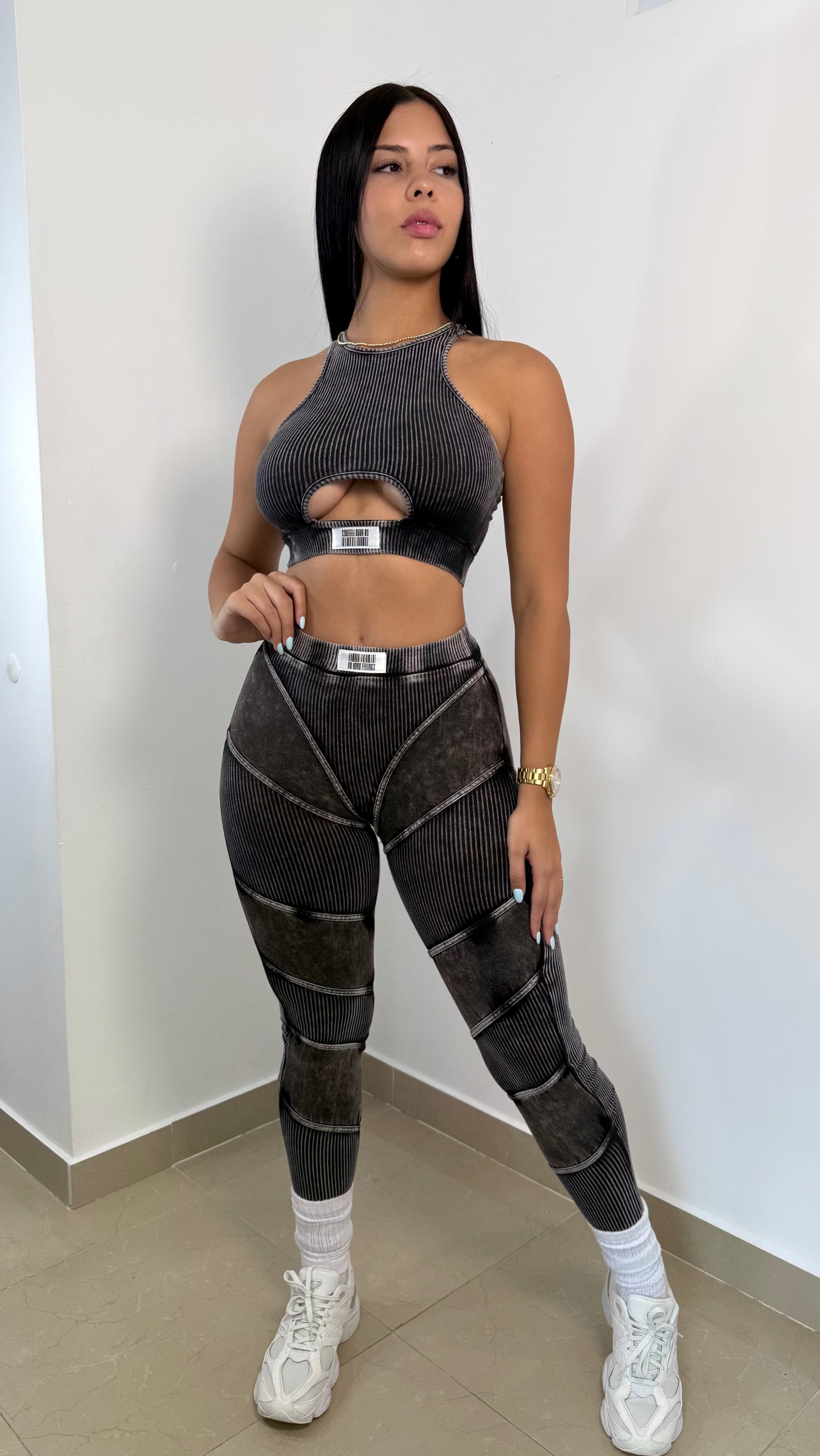 Crop top & pants black set
