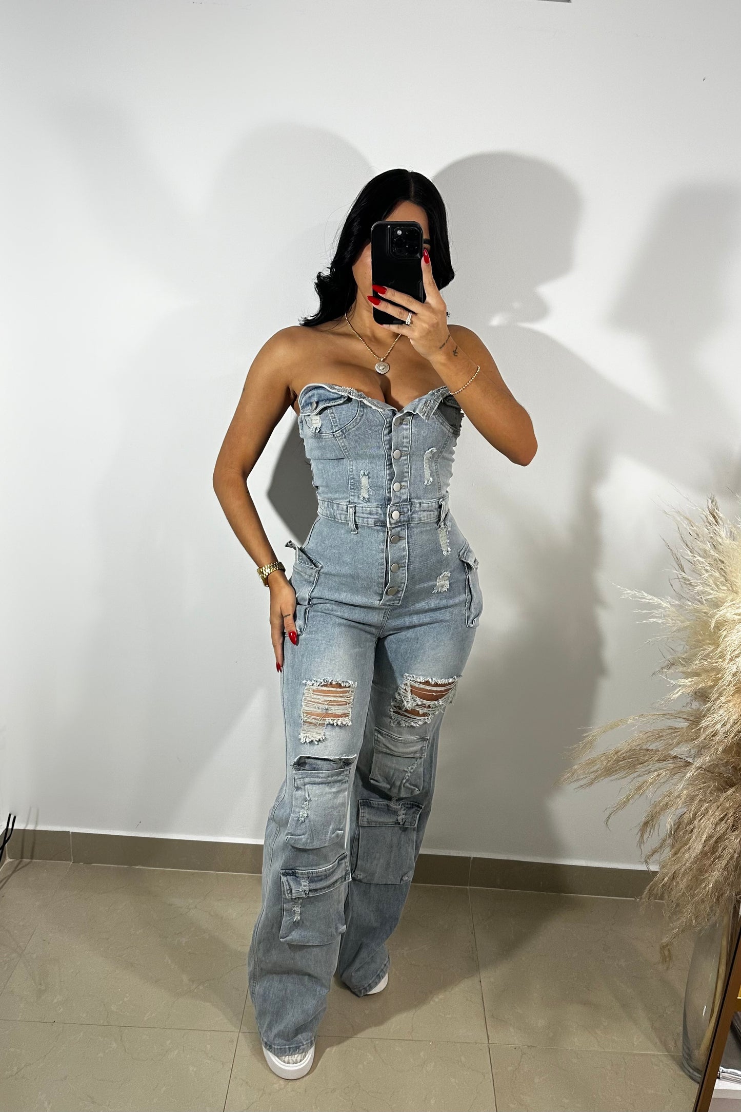 Sexy denim jumpsuit reestock