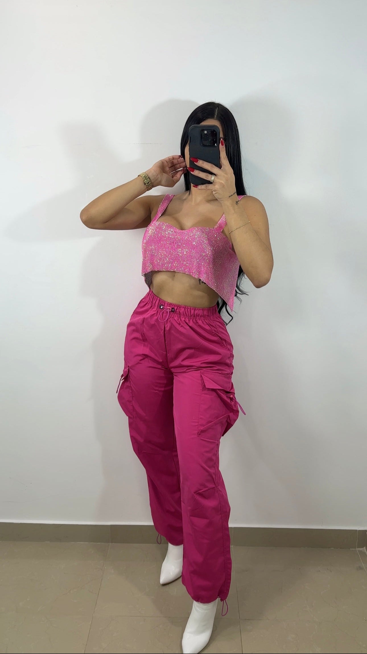 Sequin metallic pink