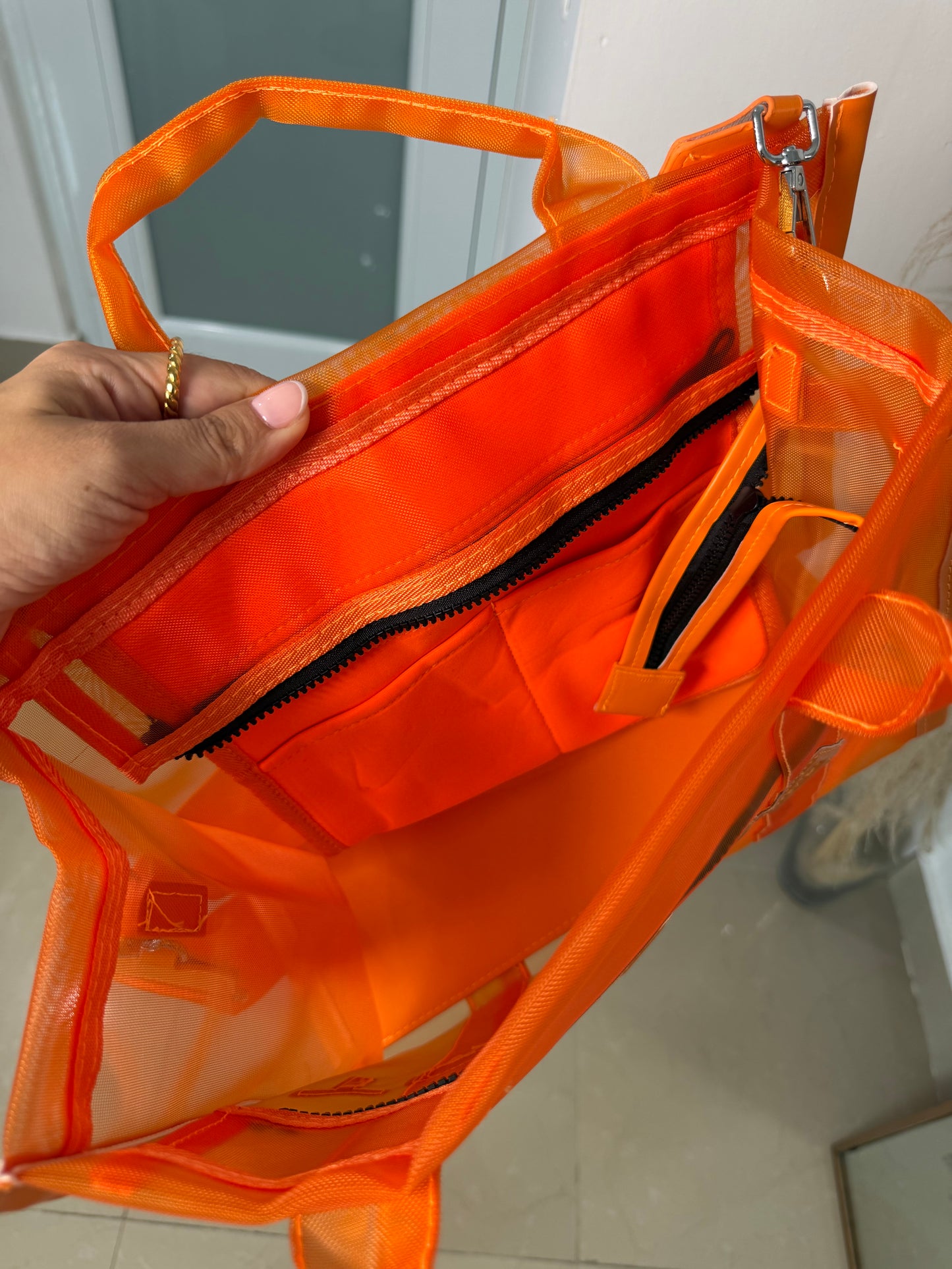 Orange tote bag