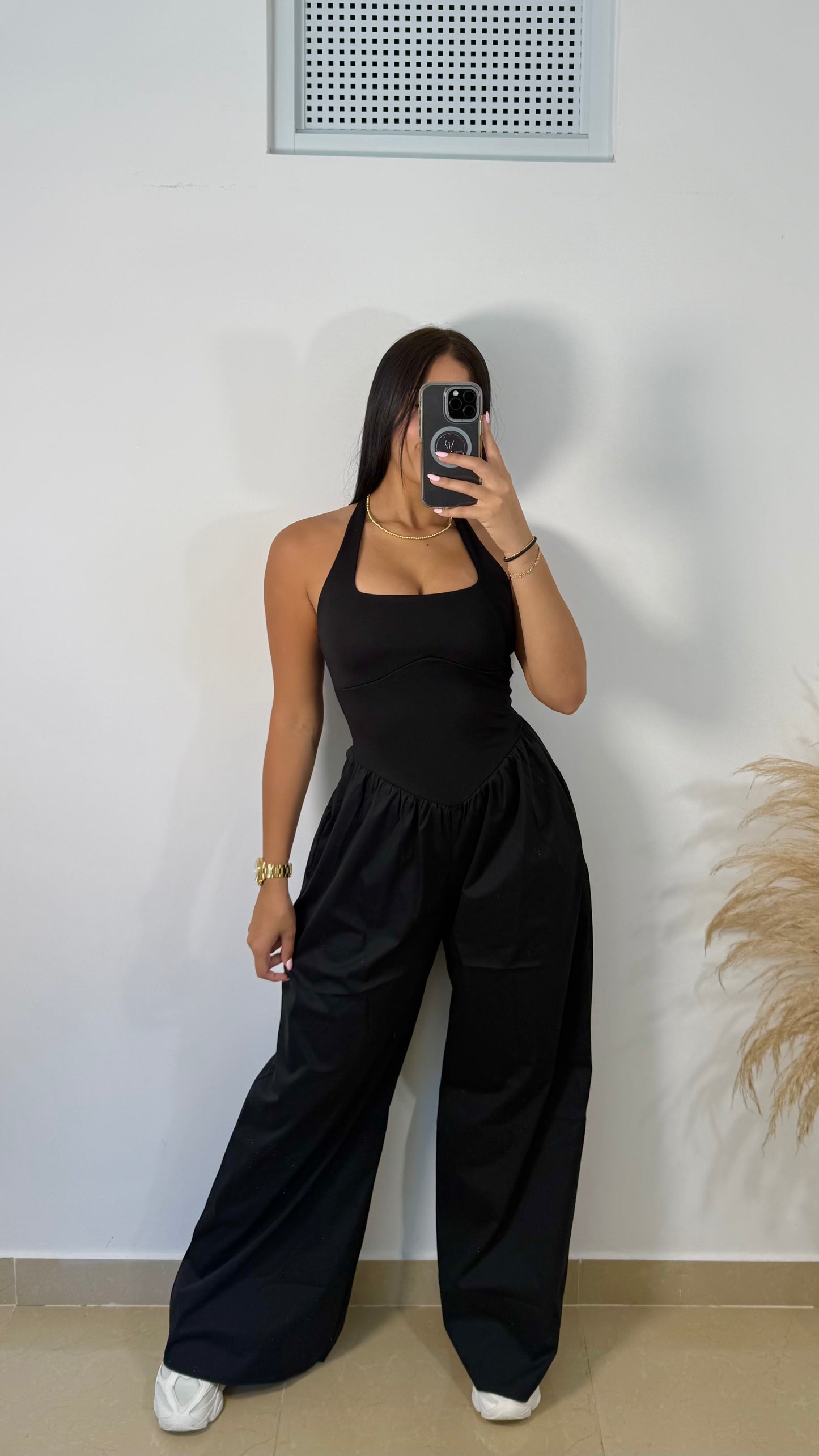 Black palazzo jumpsuit w pockets
