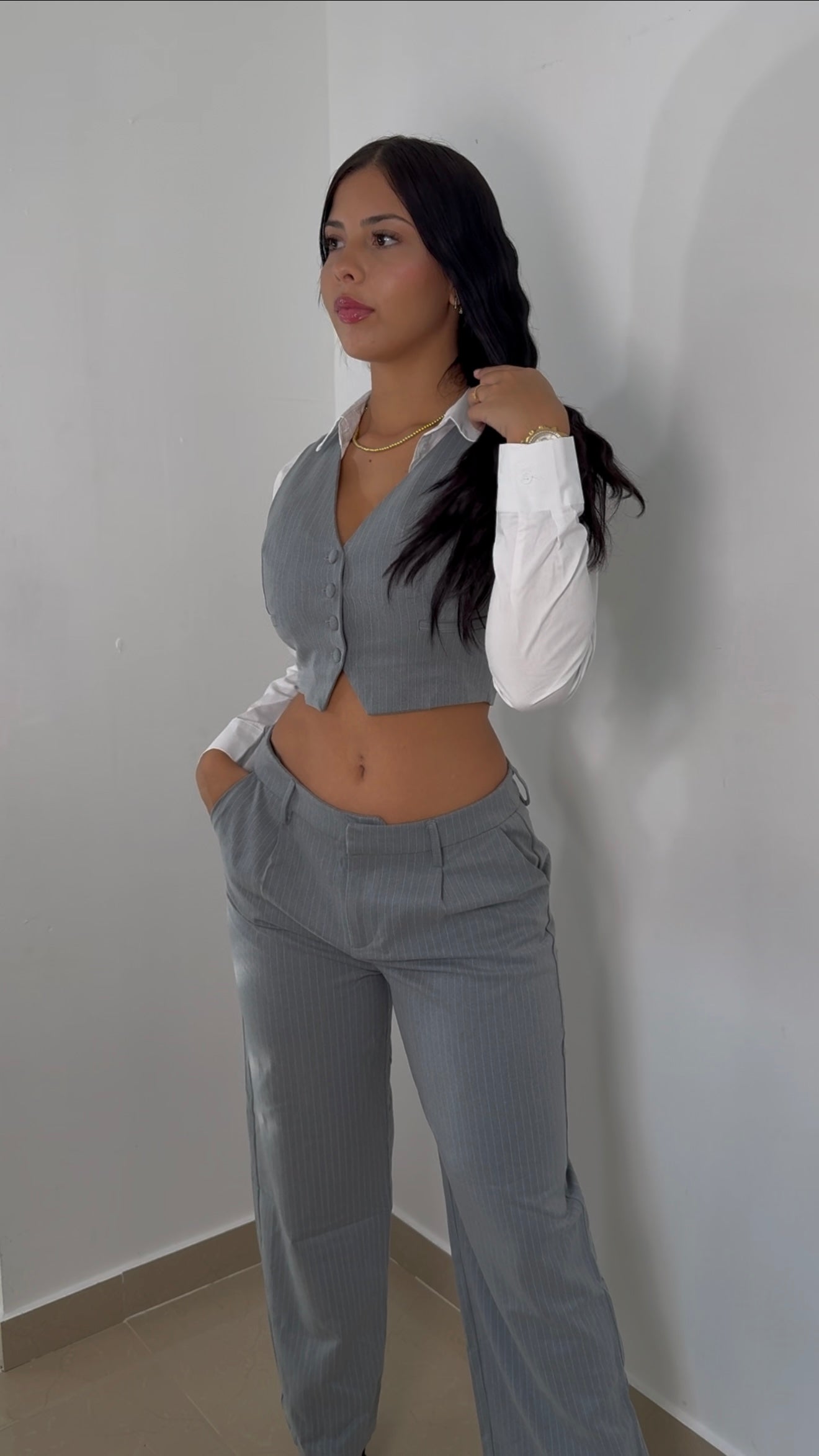 Vest pant grey set
