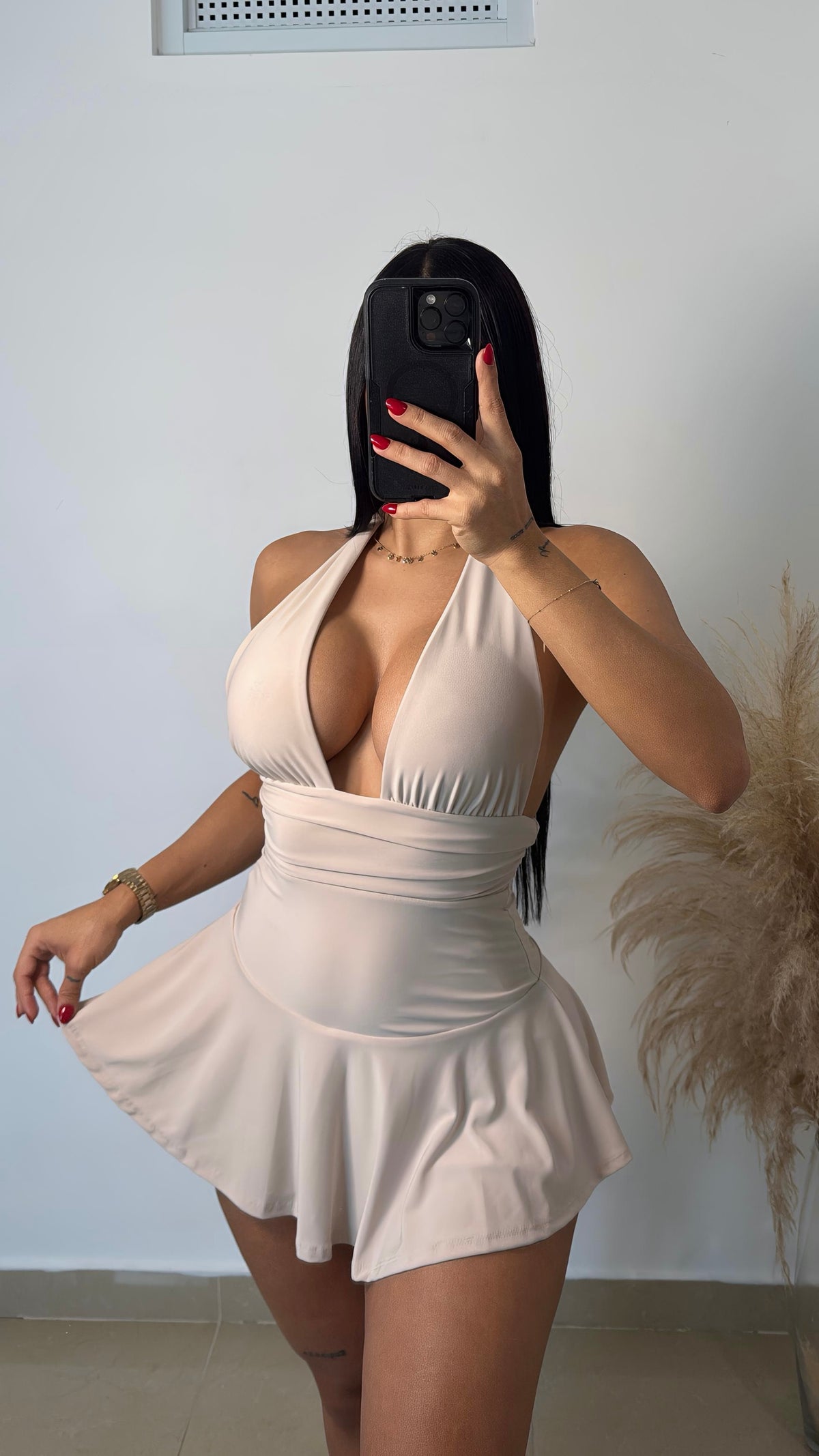 Ruffle beige skort dress