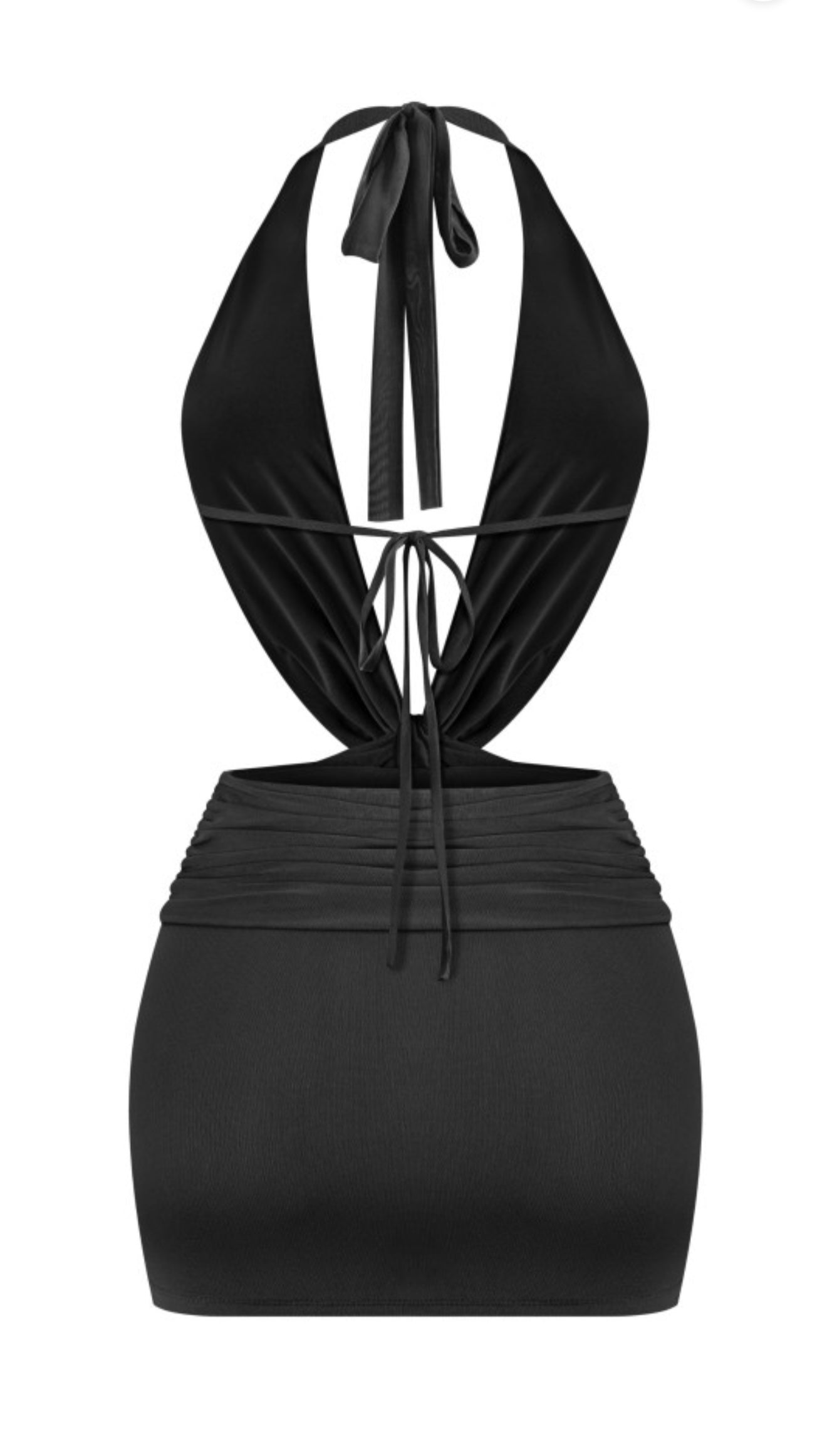 Black open back mini dress