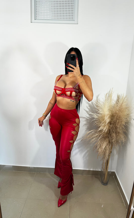 Leather pant red