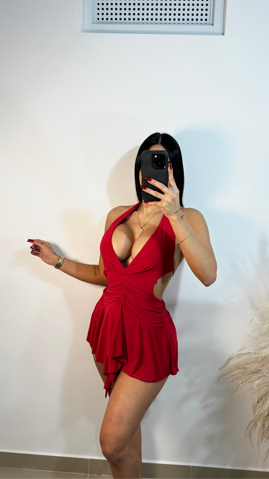 Halter sexy red dress