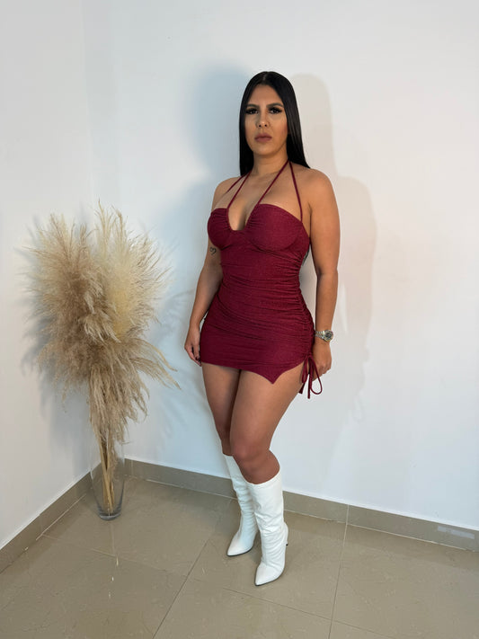 Burgundy glitter dress