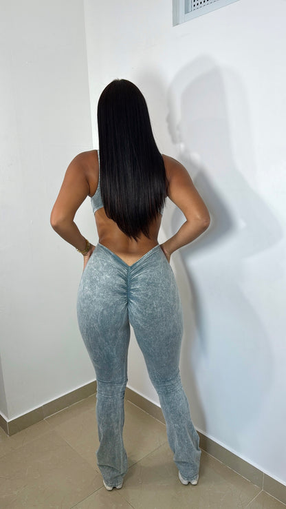 Mineral wash grey jumpsuit