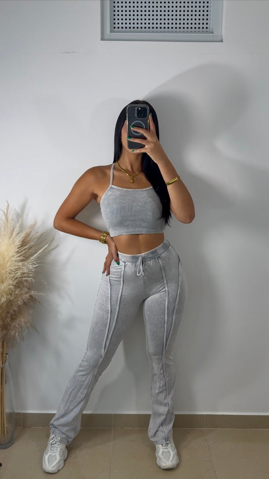 Washed grey pant set