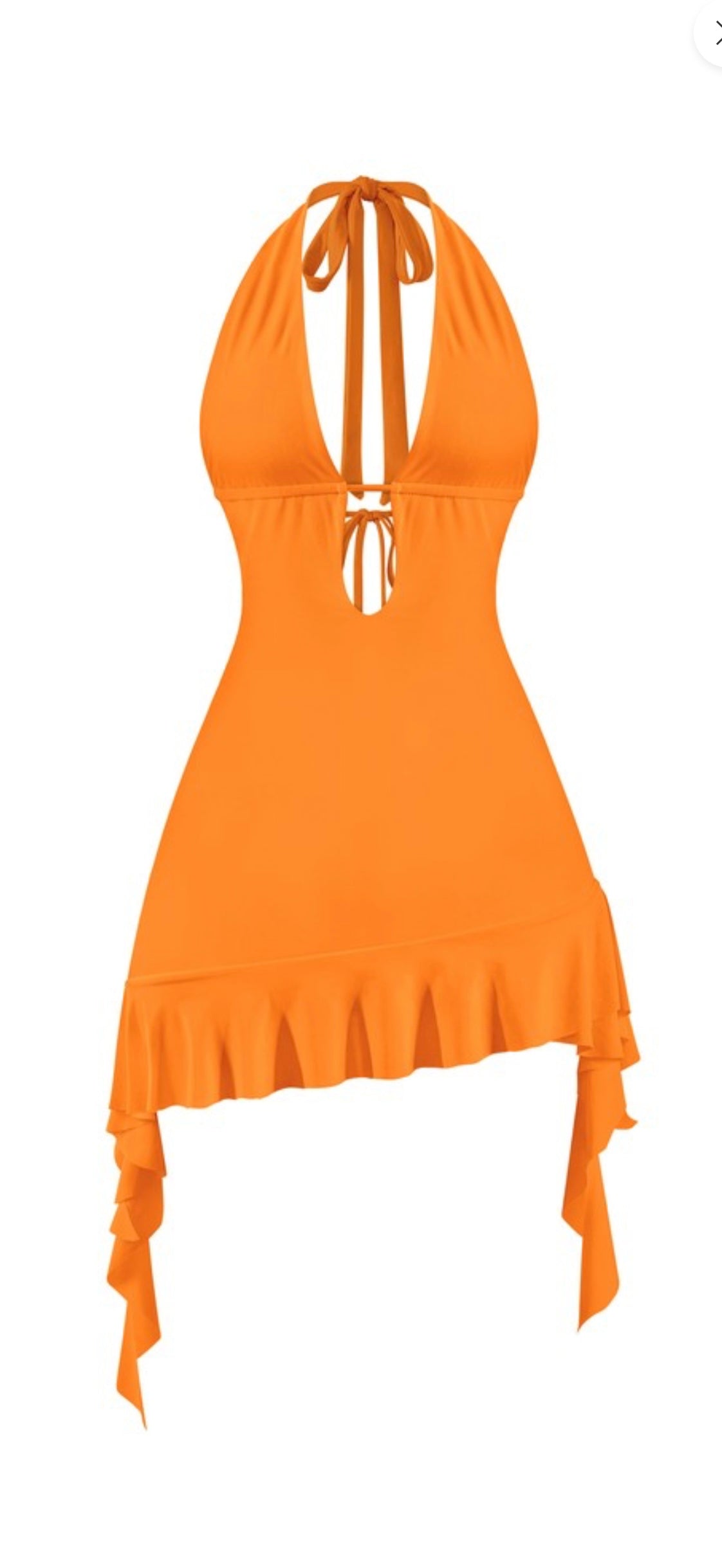 Orange sexy mini dress