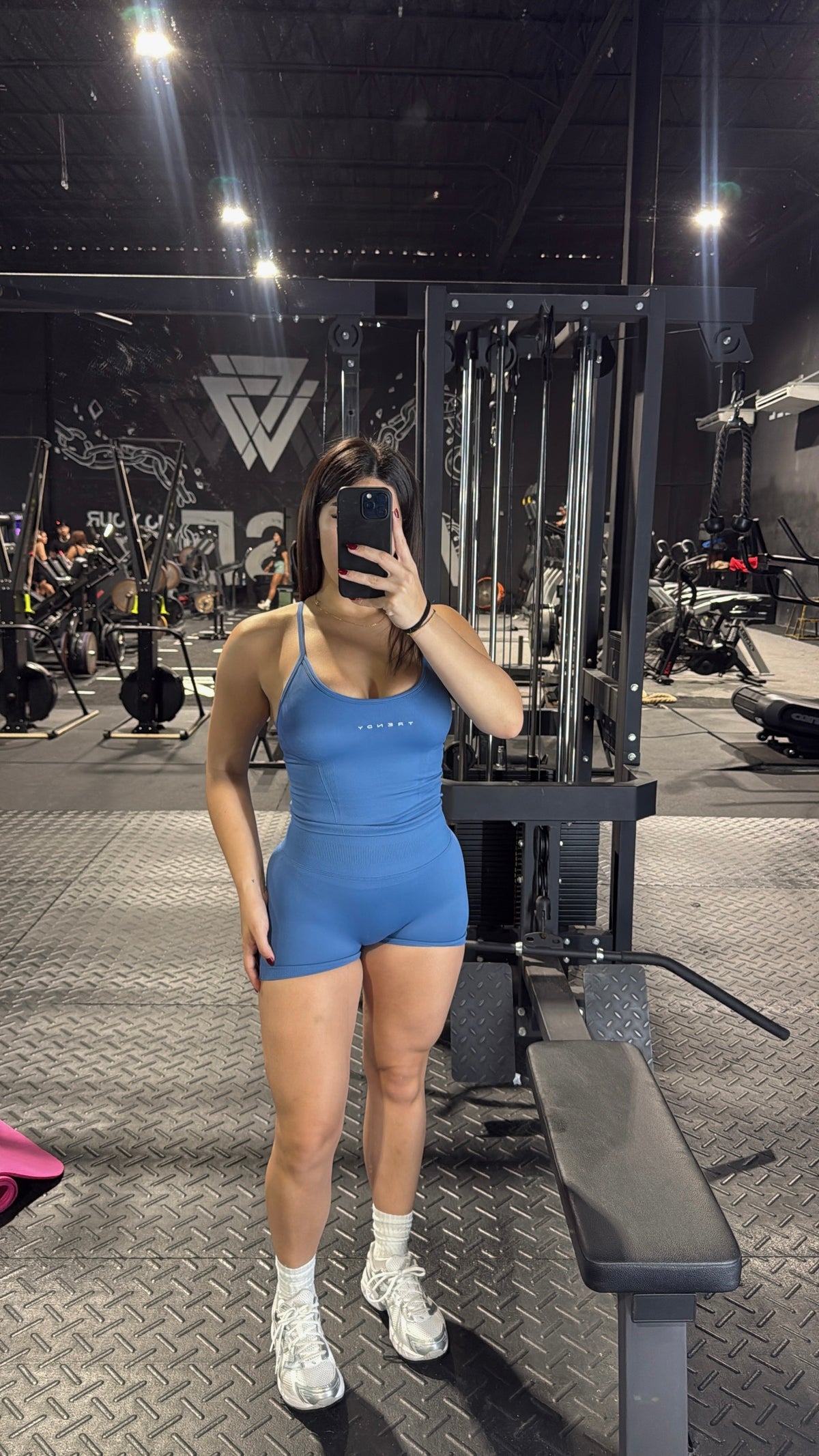 Blue tank top & gym shorts set