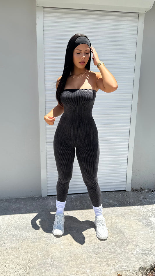 Black Washed tube jumpsuit