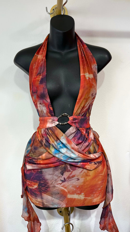 Sexy multicolor mini dress