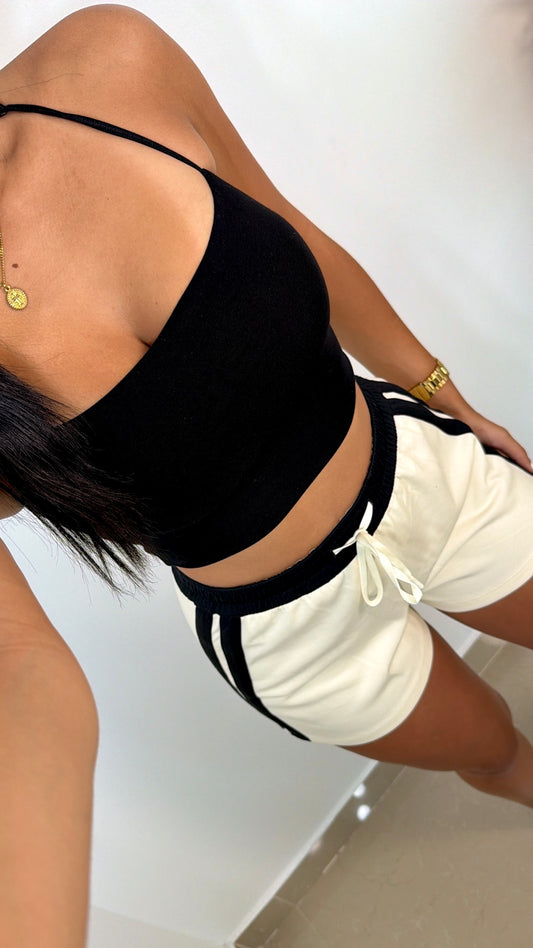Beige & black short
