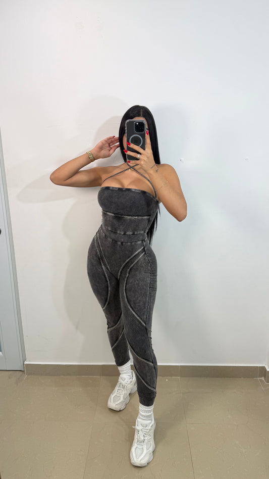 Washed black jumpsuit