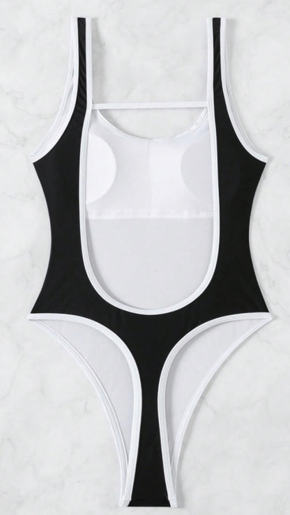 Black & white one piece swim