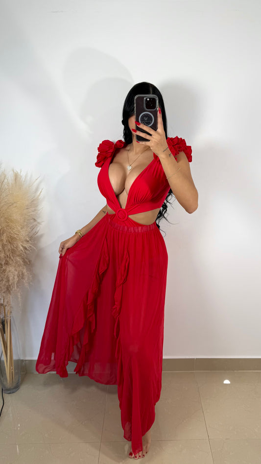 Resort red swimsuit & cover up