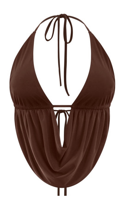 Halter sexy brown top