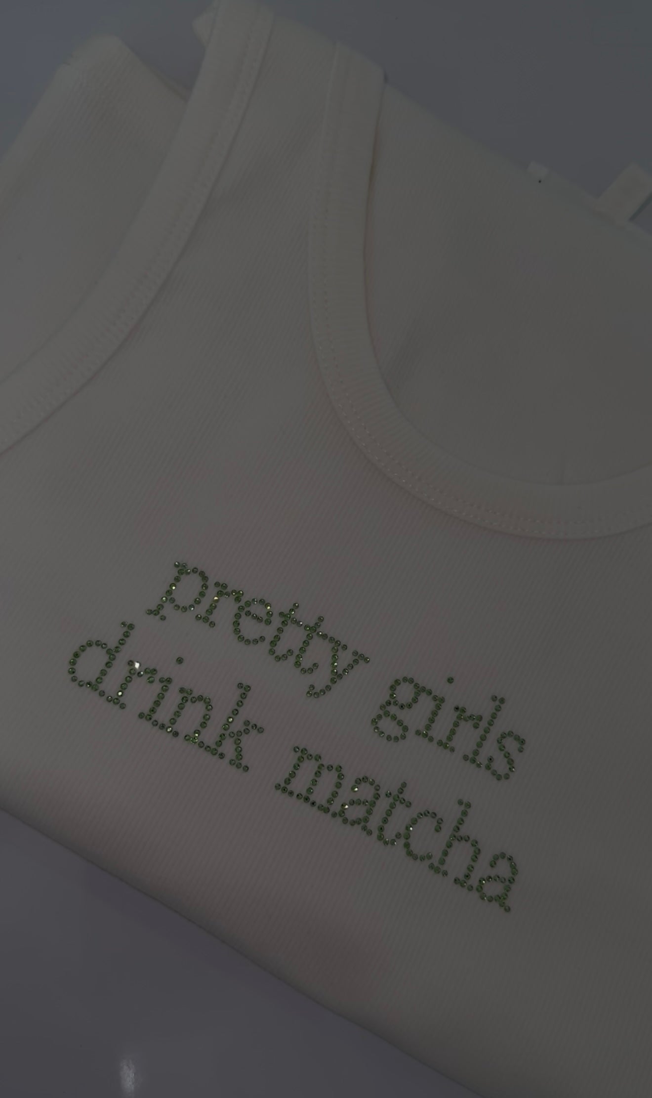 Rhinestone matcha tank top