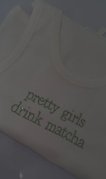 Rhinestone matcha tank top