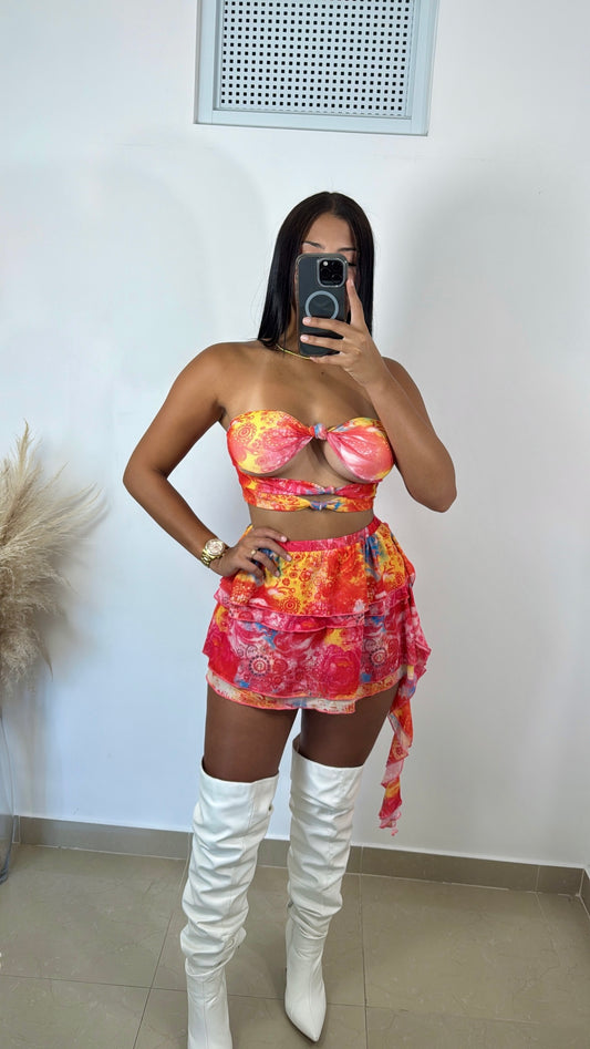 Colorfull tube & skirt set