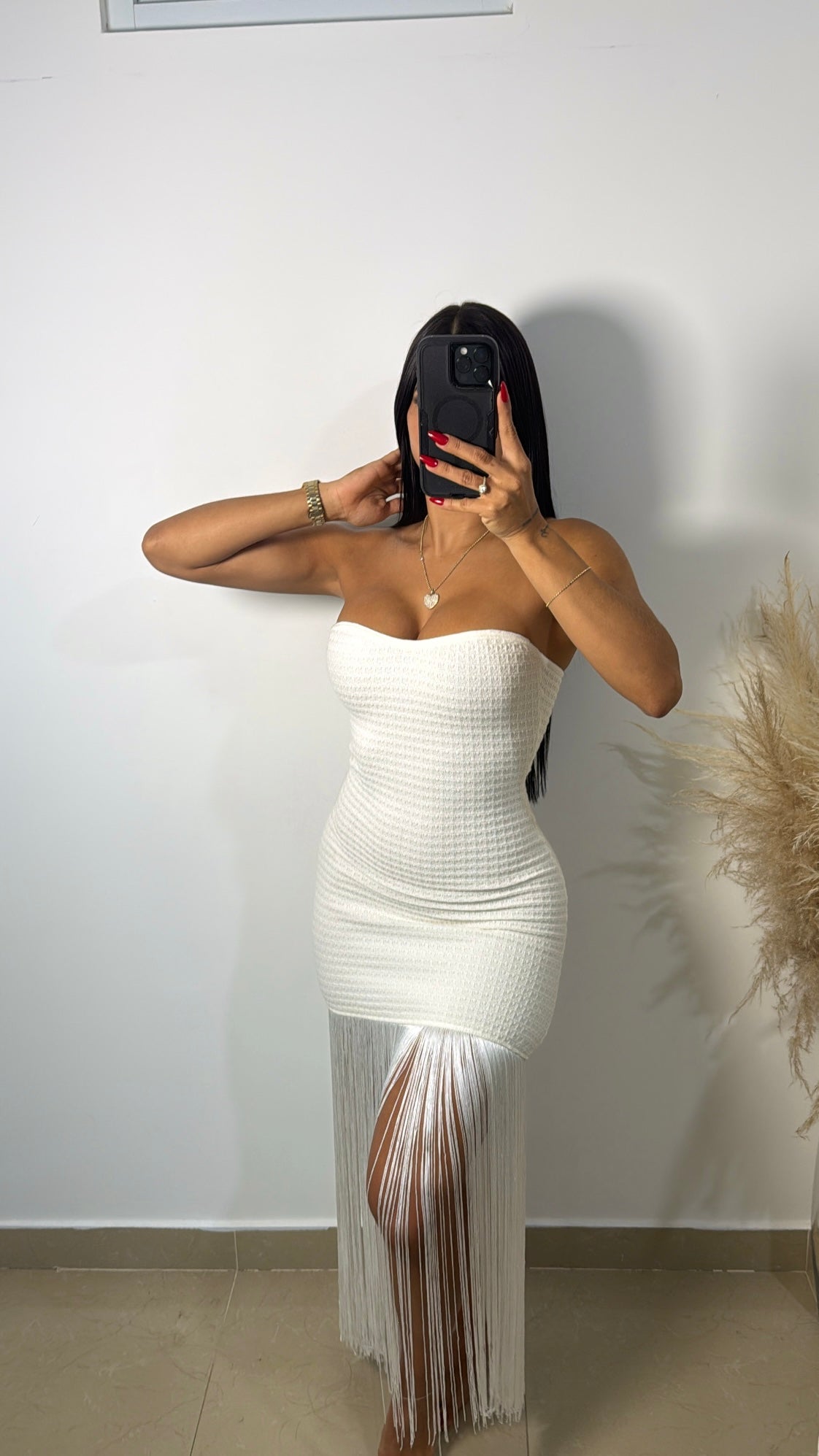 Light cream tube maxi dress