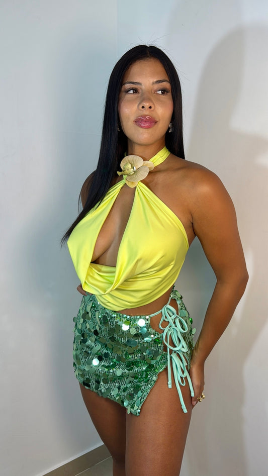 Sequin green skirt