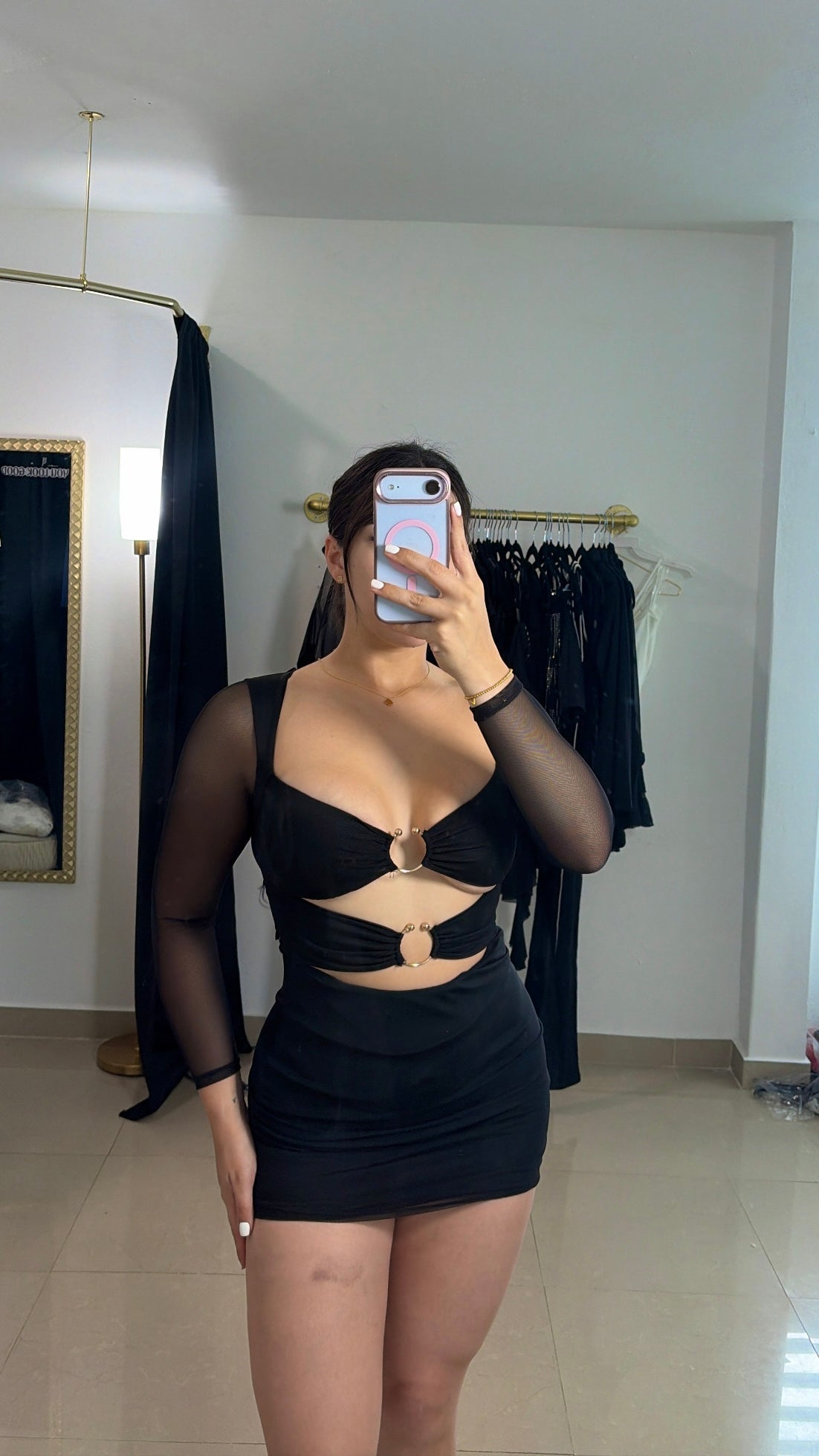 Longsleeve mesh black dress