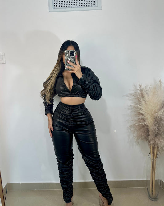 Leather pant set