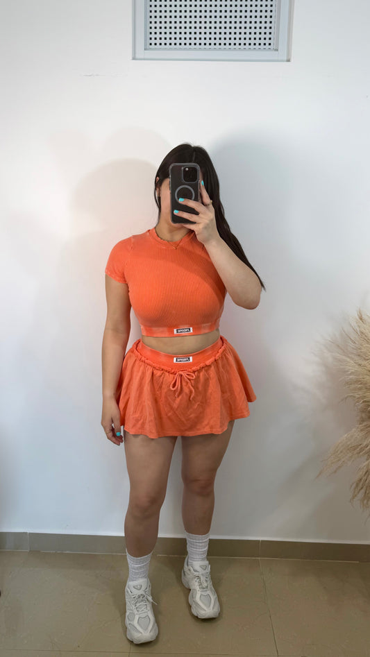 Orange wash skirt set