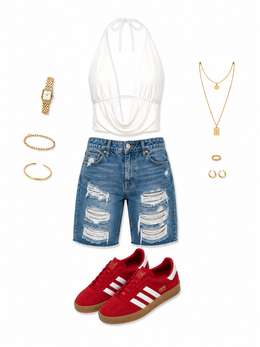 Blue denim jorts