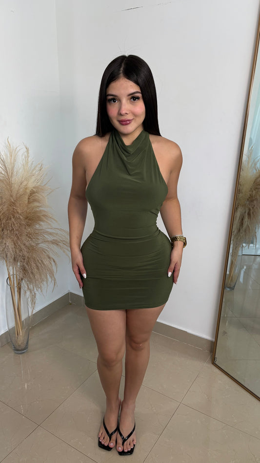 Olive elegant mini dress