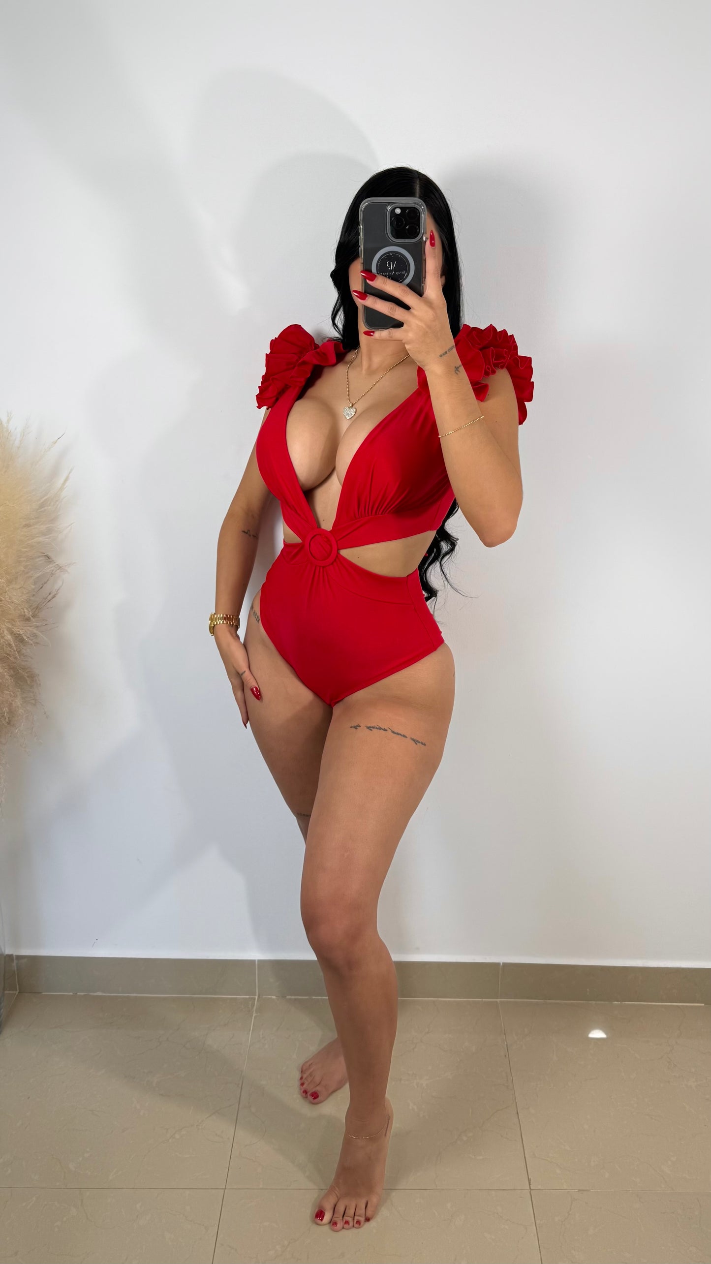 Resort red swimsuit & cover up
