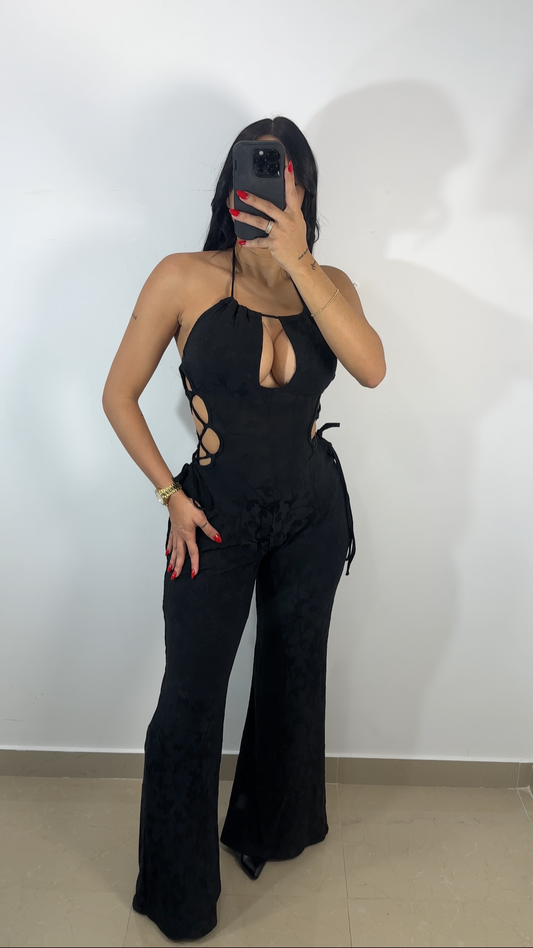 Black lace palazzo