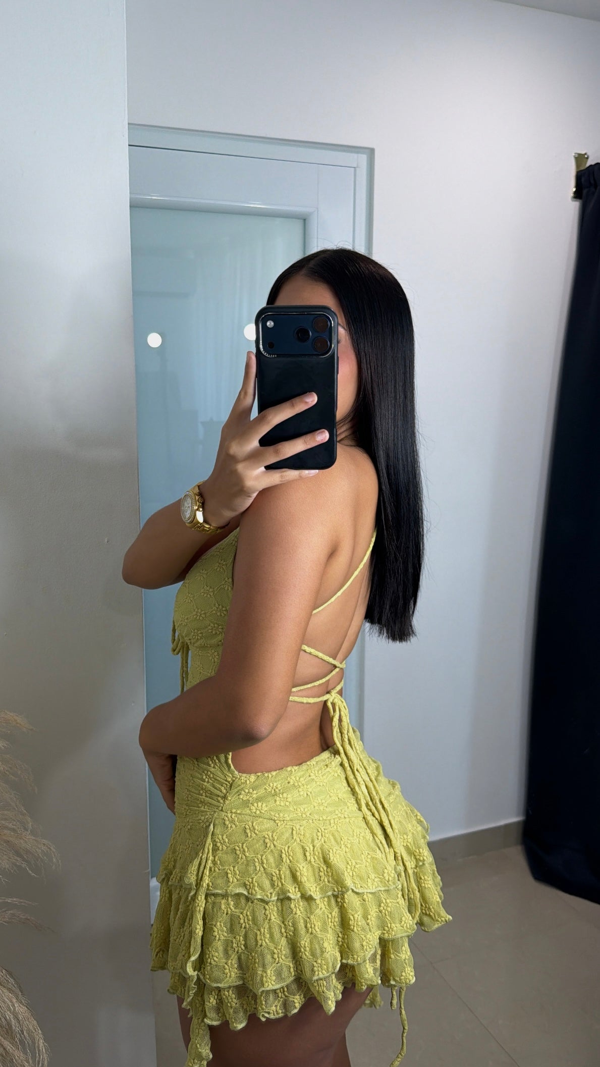 Sexy back green dress