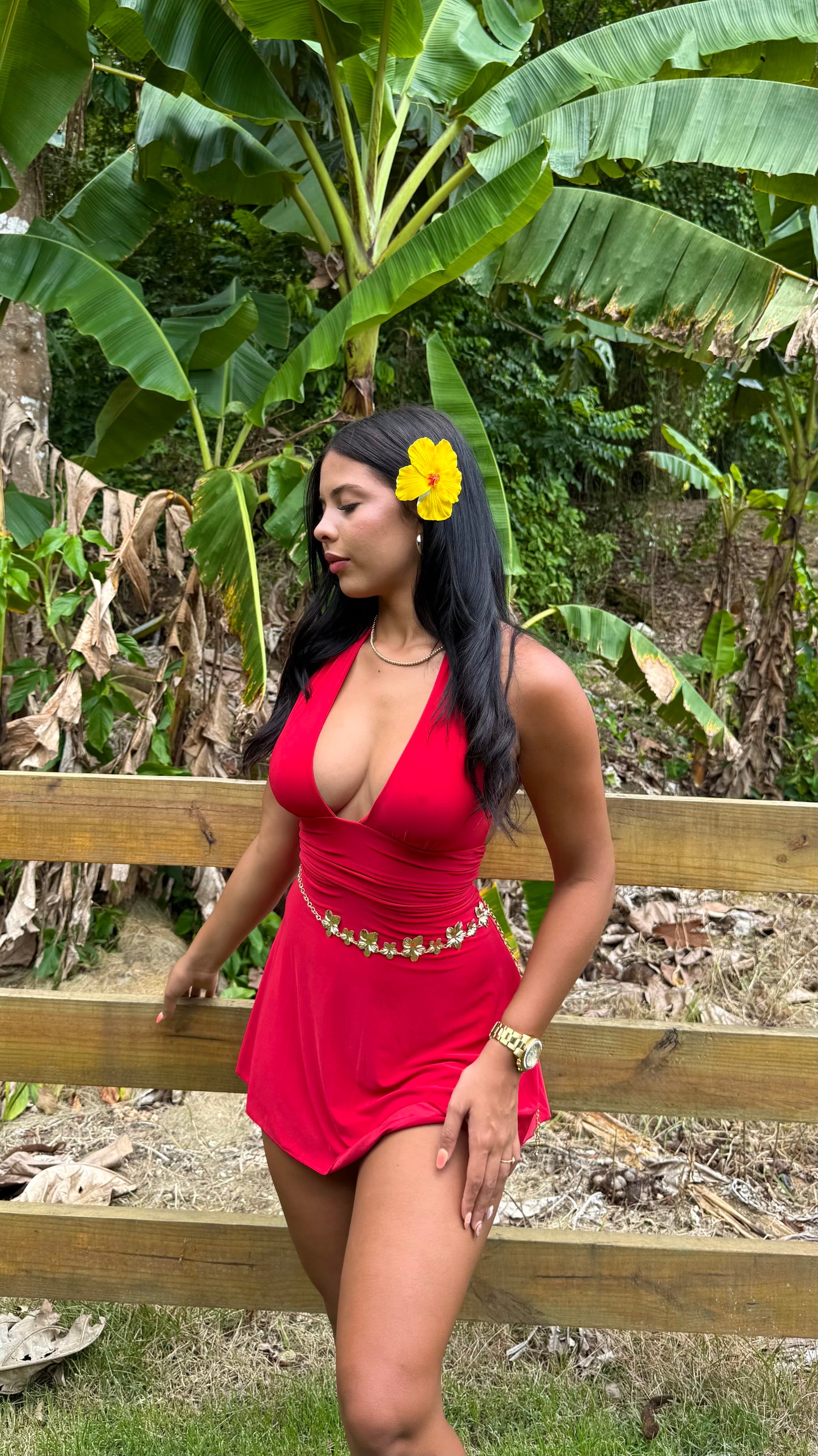 Adjustable red mini dress