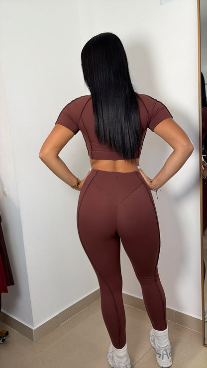 Brown crop top set