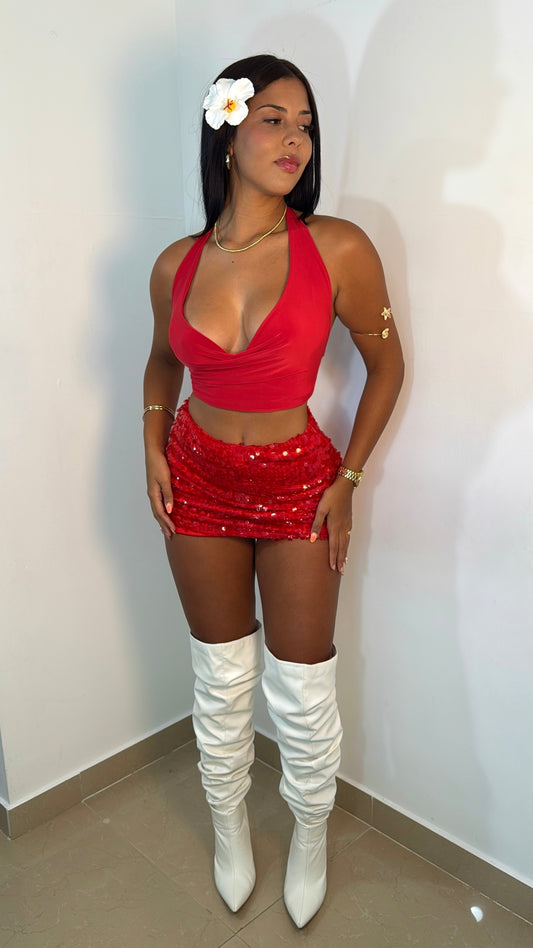Halter red top