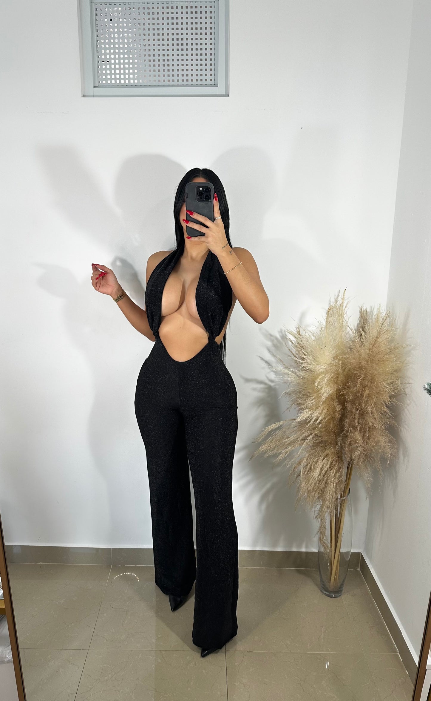 Black glitter sexy jumpsuit