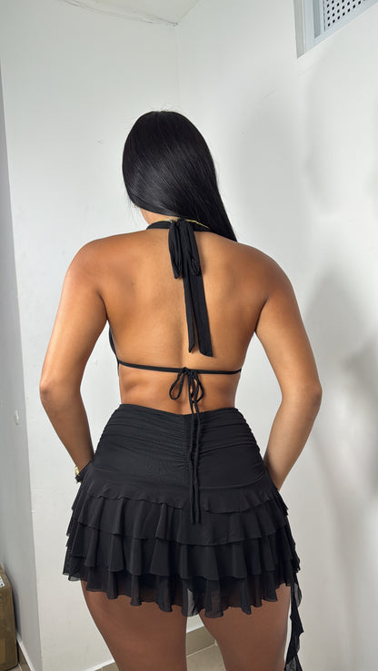 Black ruffle skort dress