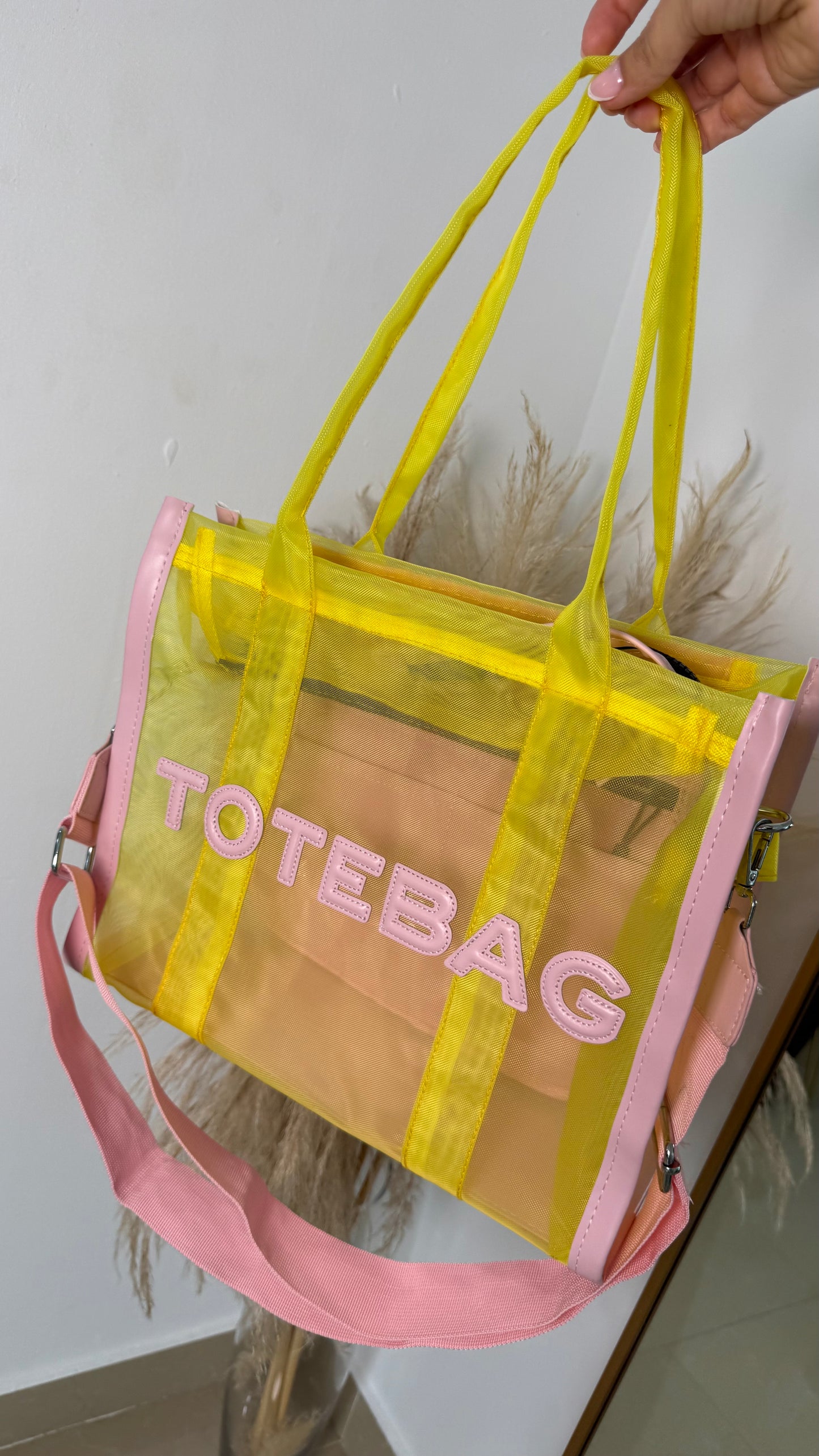 Yellow & Pink tote bag