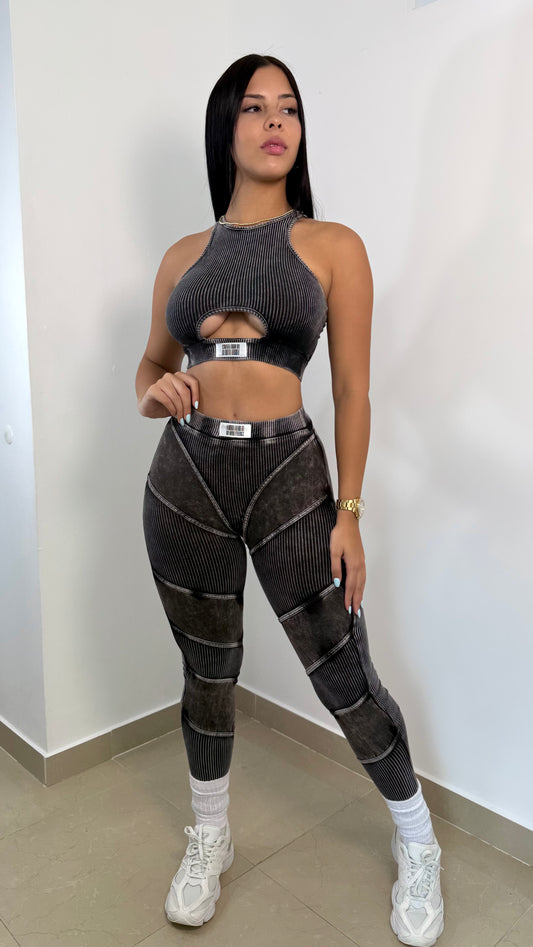 Crop top & pants black set